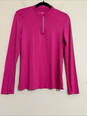 Sofibella Women's Magenta Long Sleeve Zip-Front Top  L tennis performance casual